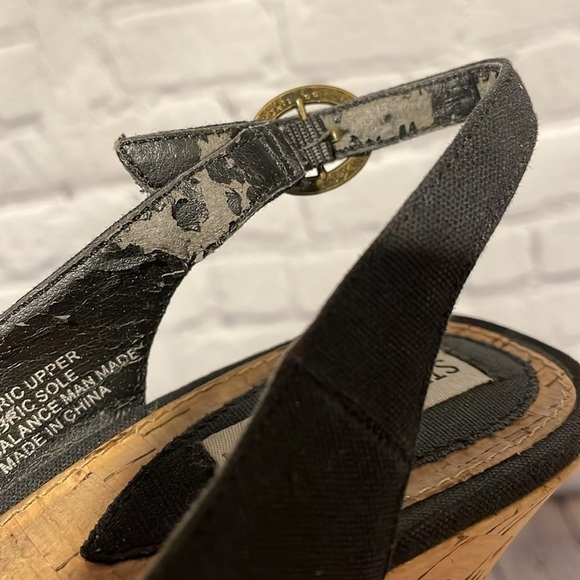 Steve Madden vintage 90s wedge heels black ribbon material open toe size 6 - Picture 8 of 8